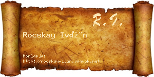 Rocskay Iván névjegykártya